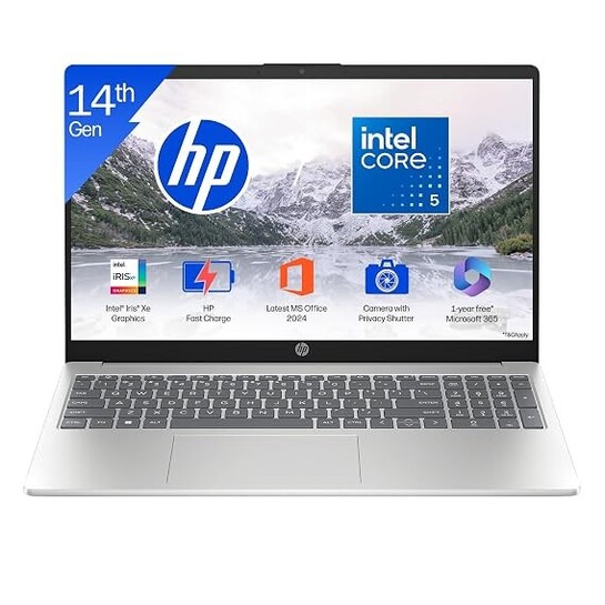 HP 15 (i5 14th Gen), Intel Core 5, 16GB RAM (Upgradeable), 512GB SSD, FHD, Anti-Glare, 15.6''/39.6cm, Win11, M365 Basic(1yr), Office24