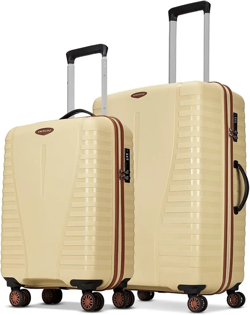 Aristocrat Airpro Max Set of 2 (Cabin+Medium) Trolley Bags, Mojave Desert | 8-Wheels, 