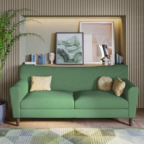 Interio by Godrej Sofa Bevelark 3 Seater Fabric Sofa for Living Room, 3 Year Warranty, Pinewood, Green