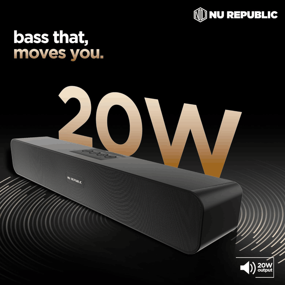 Best Price Guaranteed- Nu Republic 20W Bluetooth Soundbar at IndiGo Shop