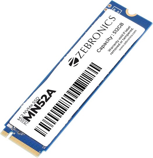 Zebronics 512GB M.2 NVMe SSD, 2280 Form Factor, 2200MB/s Read & 1600MB/s