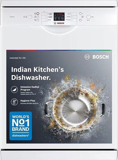 Bosch 13 Place Setting (fits up to 70 utensils) Free-Standing Dishwasher for Indian Utensils | White