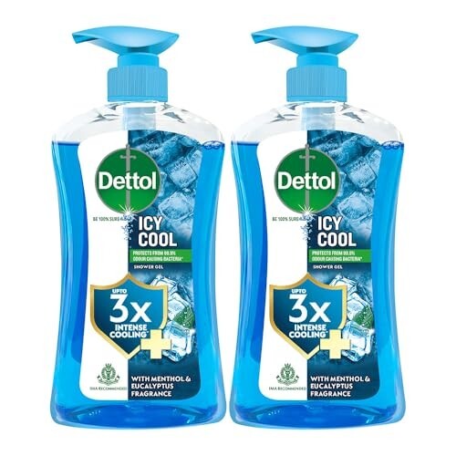 Dettol Icy Cool Body Wash and Shower Gel Pump for Men | 500ml Pack of 2