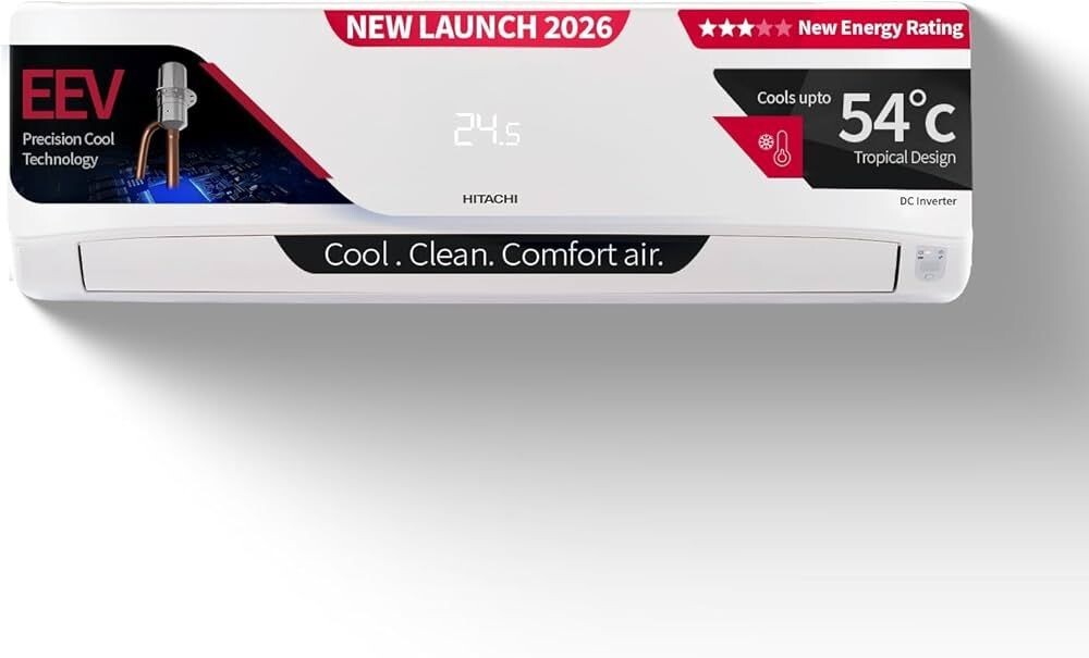 Hitachi 1.5 Ton 3 Star, New Star rated, Inverter Split AC(Copper, Smart View Display, 4 Way Swing)