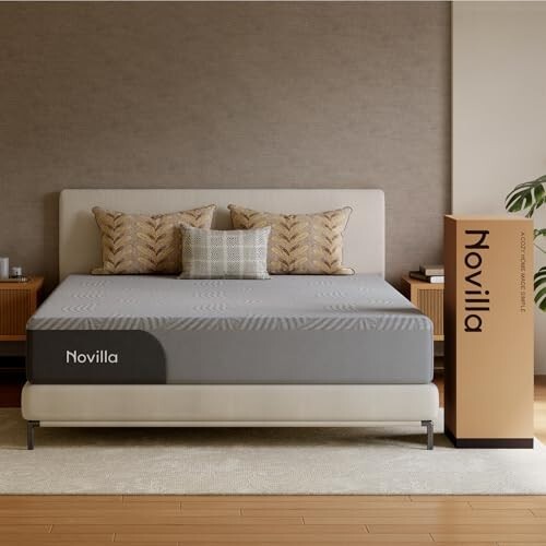Novilla Mattress Gel Memory Foam King 8 Inch 7-Zone Ortho Cooling | Gel memory foam with 7-zone orthopedic support, breathable washable cover, 10-year warranty, King 78x72x8 inches