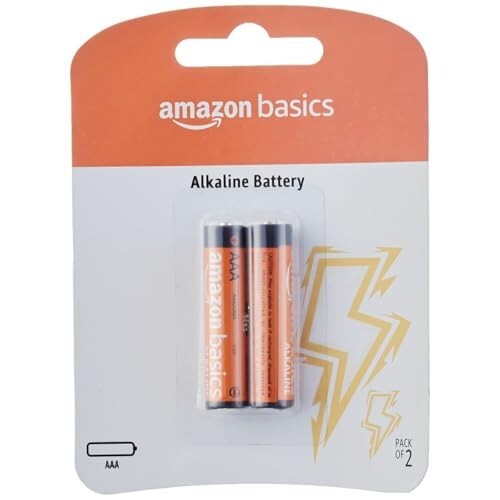 Amazon Basics AAA Alkaline Batteries (Pack of 2), 1.5V