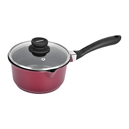 Bergner Scarlett Cast Aluminium Non-Stick Saucepan with Glass Lid