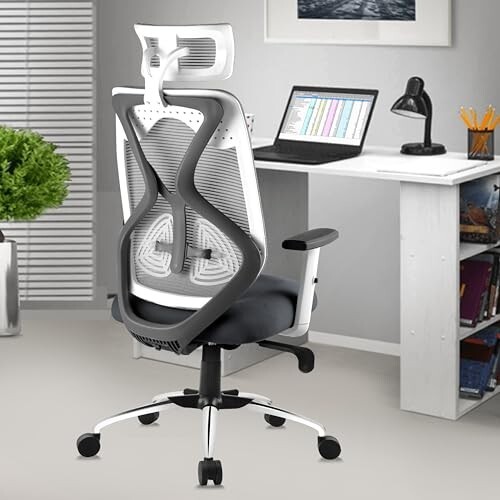 ASTRIDE Ergofit Ergonomic Office Chair for Home [Grey-White]