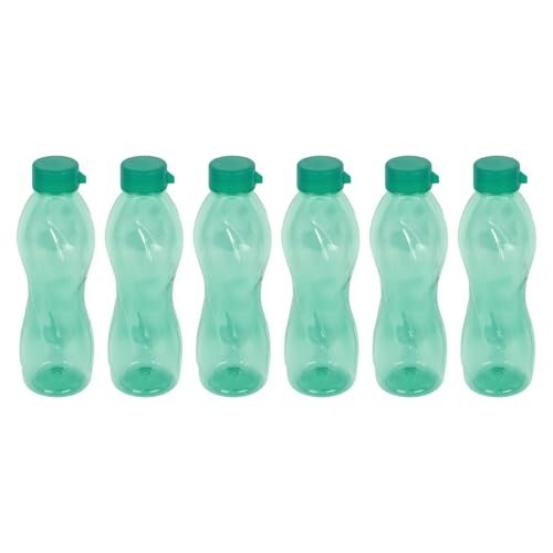 PEARLPET Pheonix BPA-Free Plastic Water Bottle Set |Lightweight, Leak-Proof & Freezer Safe – Pack of 6 (1000ml Each), Green