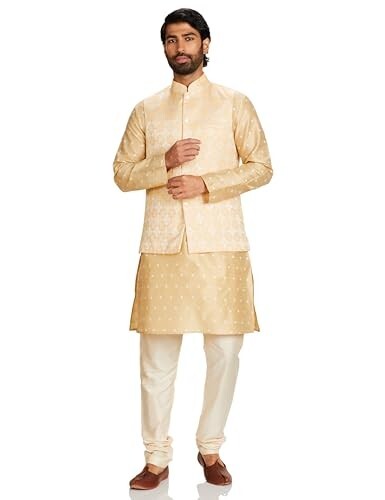 Amazon Brand - Symbol Men's Cotton Blend Printed Kurta Pyjama Set