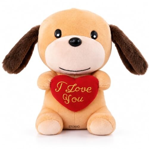 Storio I Love You Valentine Plush Dog | Romantic Plush Toy 7 Inches
