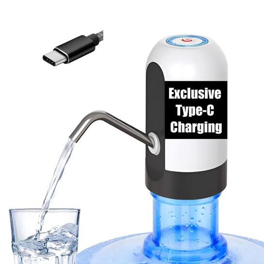 MoCoTech MZ Automatic Wireless Water Can Dispenser Pump for 20 Litre Bottle, Type-C Rechargeable, Low Noise, Easy Installation, Food-Grade Silicon Tube, Efficient Dispensing for Home, Office & Outdoor