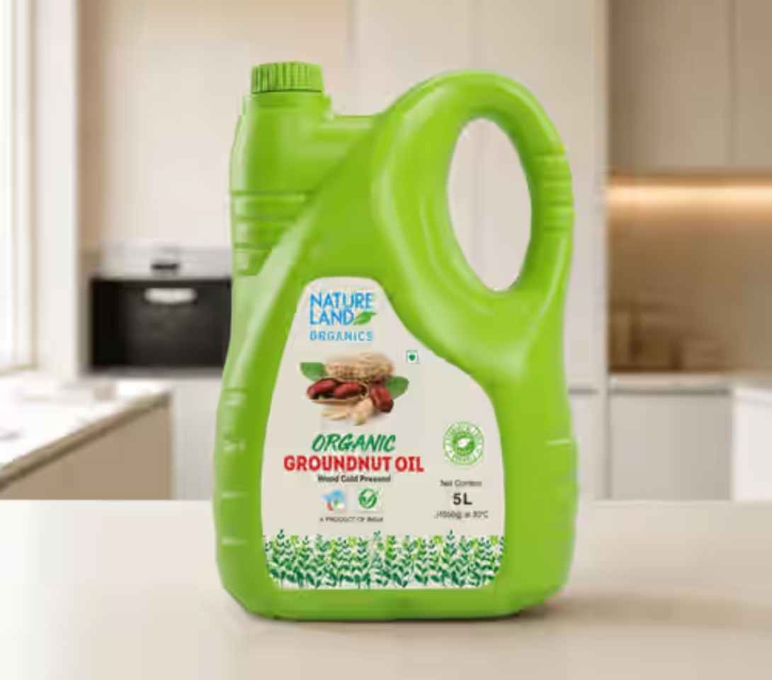 Zepto - Natureland Organics Groundnut (Peanut) Cold Pressed Oil 5L(location specific)