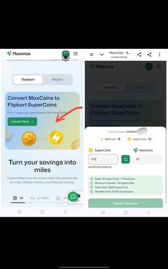 Convert Flipkart Supercoins to Gift voucher 