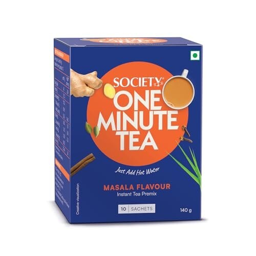 Society One Minute Tea Masala Instant Tea Premix - 14g × 10 Sachets (140g Convenience Pack)