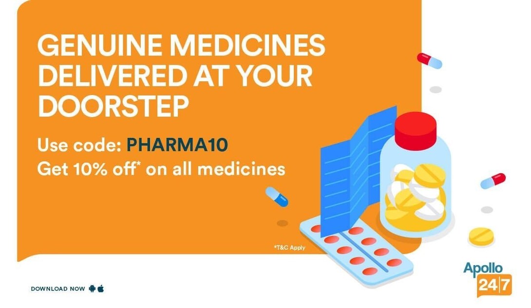 Rs250 off on mov 1250 on Apollo pharmacy 