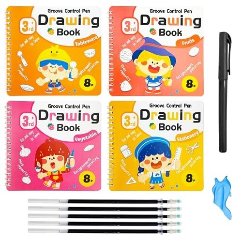 VGRASSP 4 Pcs Educational Magic Drawing Tracing Book Toy for Kids