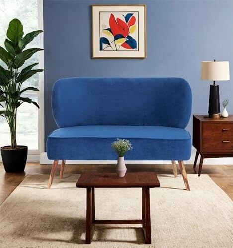 Peachtree Carbo 2 Seater Chair for Living Room, Mango Wooden Frame & Sheesham Wood Leg 