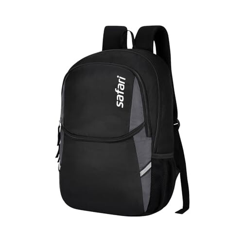 Safari Nudge Laptop Backpack for men & women, school bag for boys and girls, college bag, office bag, travel bag, 3 compartments, Bottle holder, Front pocket, Color Black