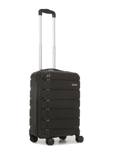 Teakwood Unisex Trolley Bag, Hard Cabin Trolley Small, 55 CM Trolley Bag for Travel (S, Black)