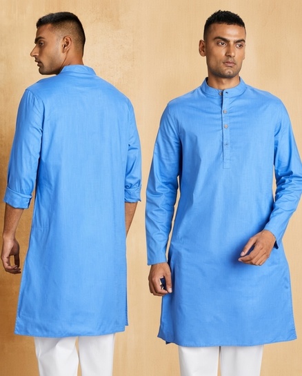 Symbol (Amazon's private label) cotton kurta (straight and comfort fits) for fat men (SYMETHLKUR-1_ Blue_ XX-Large)