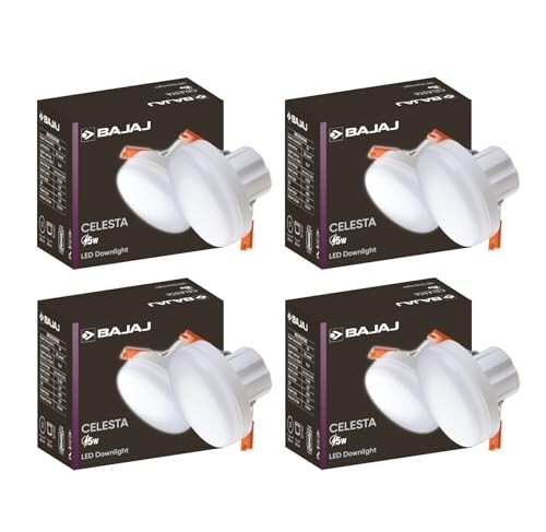 Bajaj Polycarbonate Celesta LED Downlight 3-in-1 Colour | 5W LED Downlight |  Long Life of 25000 Hours (Pack of 4)