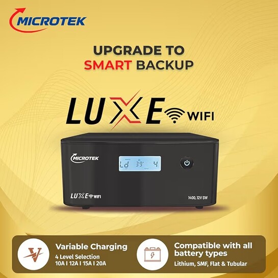 Microtek Luxe WiFi Inverter 1400, 12V Pure Sine Wave | Remote App Control