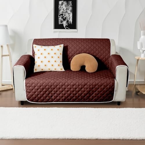 Cortina Triple Layered Reversible Sofa Cover 2 Seater | 72cm X 46cm | Brown & Silver