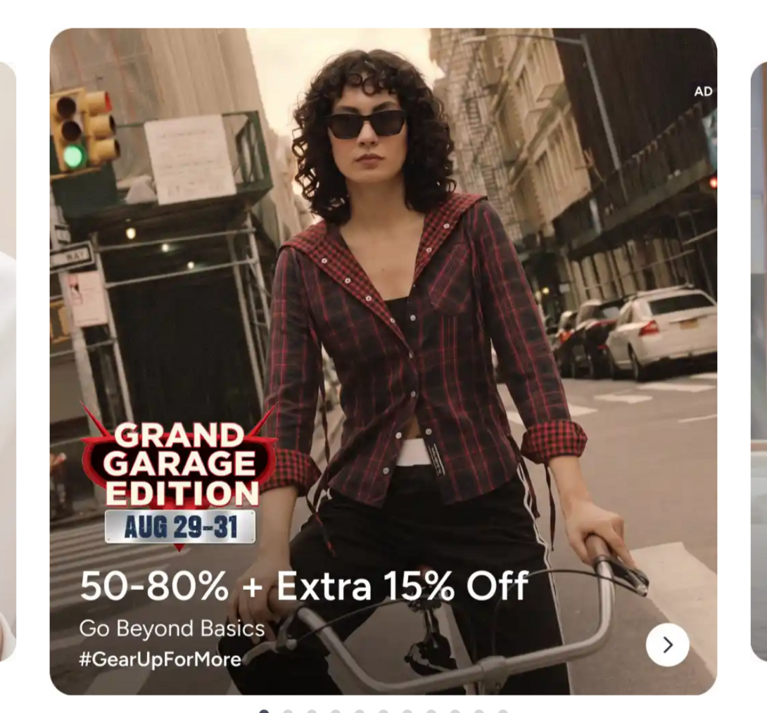 Myntra: Grand Garage Edition 50-80% off + Extra 15% off with Coupon