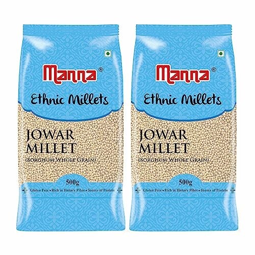Manna Jowar Whole Grain 1kg. Sorghum Millet/Great Millet/Bili/Jola/Jonnalu/Cholam Natural grains