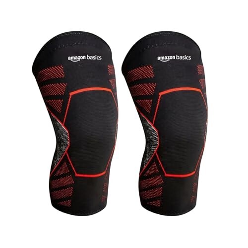 Amazon Basics Nylon Knee Support | Lightweight Knee Sleeve for Men and Women | Stretchable | for Sports, Fitness and Daily Use | Pack of 2 | Black, S