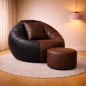 SHIRA 24 4XL Tear Drop Bean Bag Cover  (Without Beans) (Black, Brown)