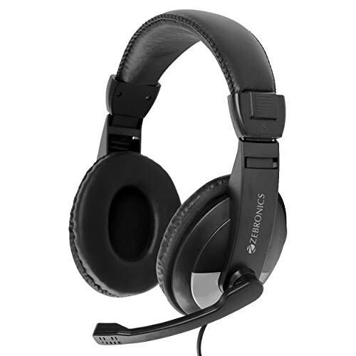 ZEBRONICS Zeb-200HM Wired On Ear Headphone with Mic, Dual 3.5mm Connectors(Black)