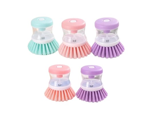 Soap Dispensing Dish Scrub Brush | Liquid Dispenser | Kitchen Sink Scrubber | Pack of 1