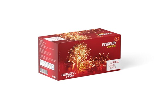EVEREADY UTSAV, 33 FEET LED Pixel Lights, 46 LEDs, BIS Approved, High Brightness Home Decoration Ladi String Lights for Ganpati, Diwali, Christmas, Festivals, Warm White, Pack of 1