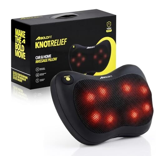 Boldfit KnotRelief Electric Shiatsu Back & Neck Massager, 4 Deep-Kneading Nodes, Infrared Heat, Bi-Directional Rotation, Portable Back Massager for Pain Relief, Car & Home Use, 1-Year Warranty