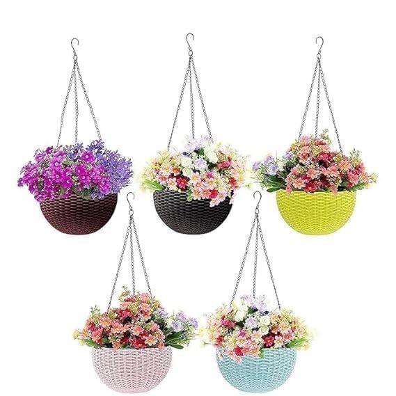 Ocean Mart- Euro Hanging Planters - 5 Pcs (7 Inch, Multicolor) [Apply 50% Coupon]