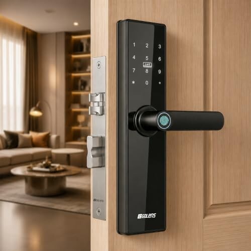 Golens X3N (NEW Launch) Smart Door Lock, Black | 8-in-1 Keyless Lock 