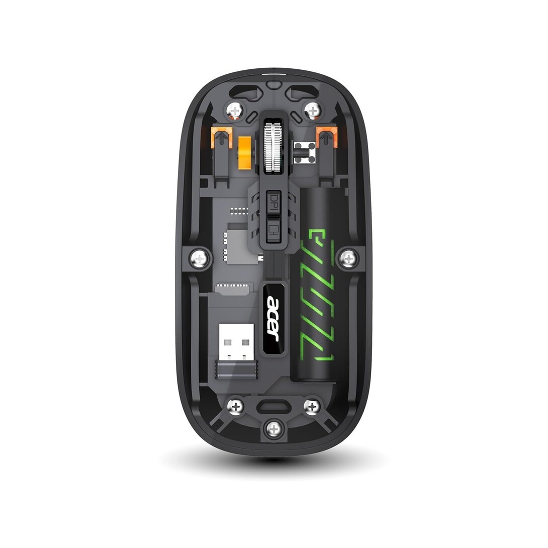 Acer Clearview Wireless Mouse, Dual Mode Bluetooth 5.2 & 2.4GHz, Rechargeable 500mAh Battery