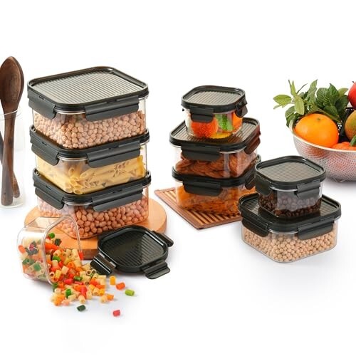 CELLO Modulock Pet Storage Container For Kitchen Set of 9 Pcs, Black (1000ml x 3, 600ml x 3, 260ml x 3) | [16% Coupon]