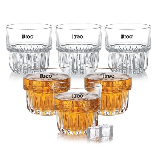 Treo by Milton Empress Whiskey Glass Set of 6, 255 ml Each I Crystal Clear Glass I Classic Design I Tumbler for Whiskey, Bourbon, Scotch & Cocktails