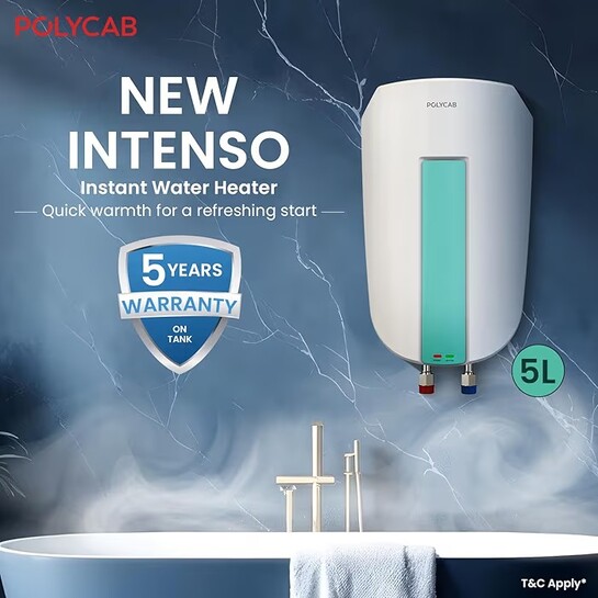 POLYCAB Intenso 5 litre, 3 KW Electric Instant Geyser (Water Heater)