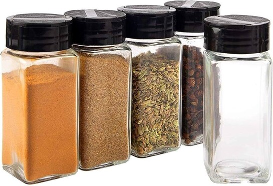 Vasukie Square Glass Spice Jar Set (120ml, Pack of 4) @ ₹144 Only (MRP ₹1600)
