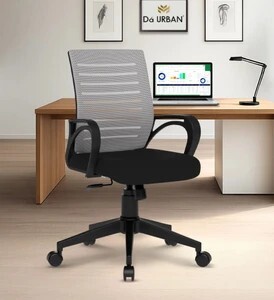 Da URBAN Tulip Mesh Mid Back Revolving | Ergonomic Chair Grey 