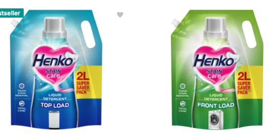 Henko Stain Care Top Load /Front Load  Fresh Liquid Detergent (2 L)