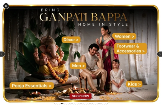 Ajio Bring GANAPATI BAPPA Home In Style: Clothing, Footwear Pooja Essentials  & More upto 90% off