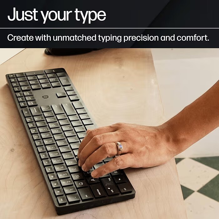 HP 450 Programmable Wireless, Full Size; 3-Zone Layout Keyboard, 2.4 GHz Wireless Connection
