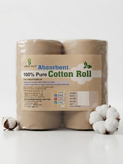 URBAN HAAT Pure Cotton 1KG | Baby Care Beauty Care Multipurpose | 2 Pieces of 500gm