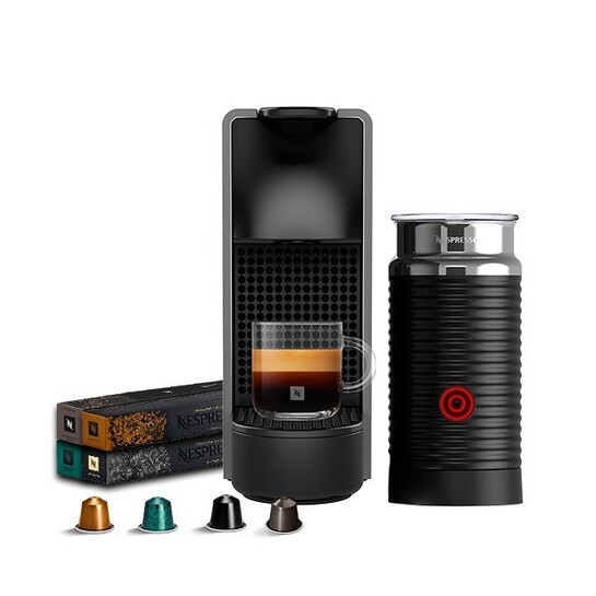 Essenza Mini, Aeroccino & 4 Coffee Sleeves Combo