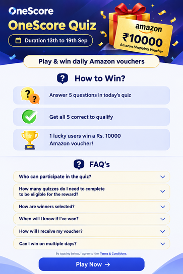 OneScore Quiz | Win ₹10,000 Amazon Shopping Voucher  | Play & Win Daily
